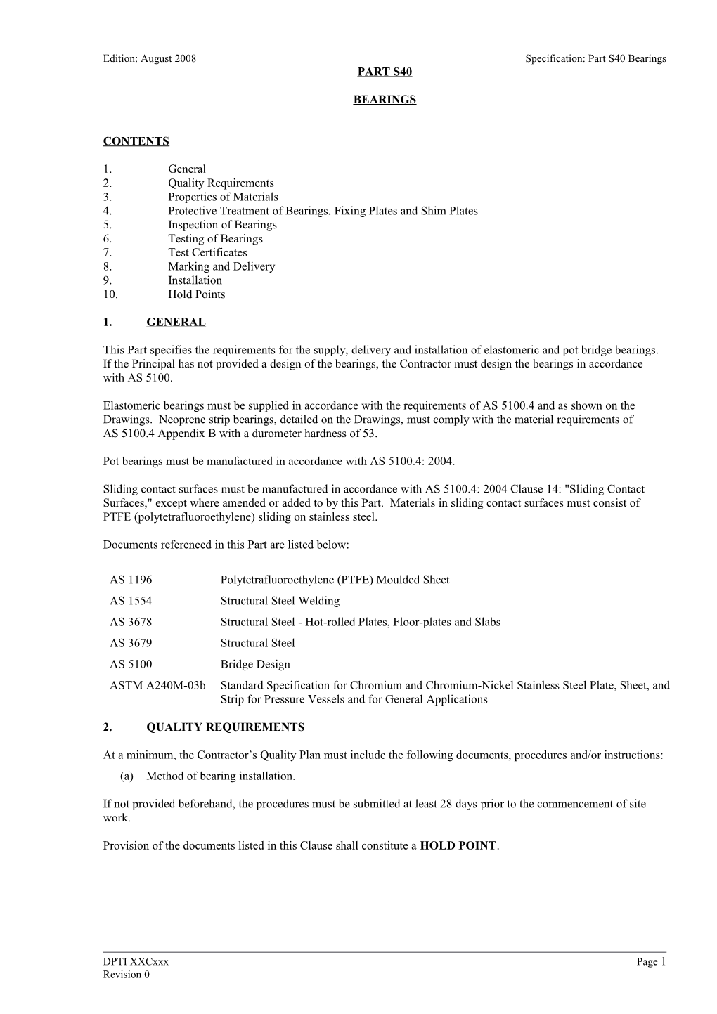 Edition: August 2008Specification: Part S40 Bearings