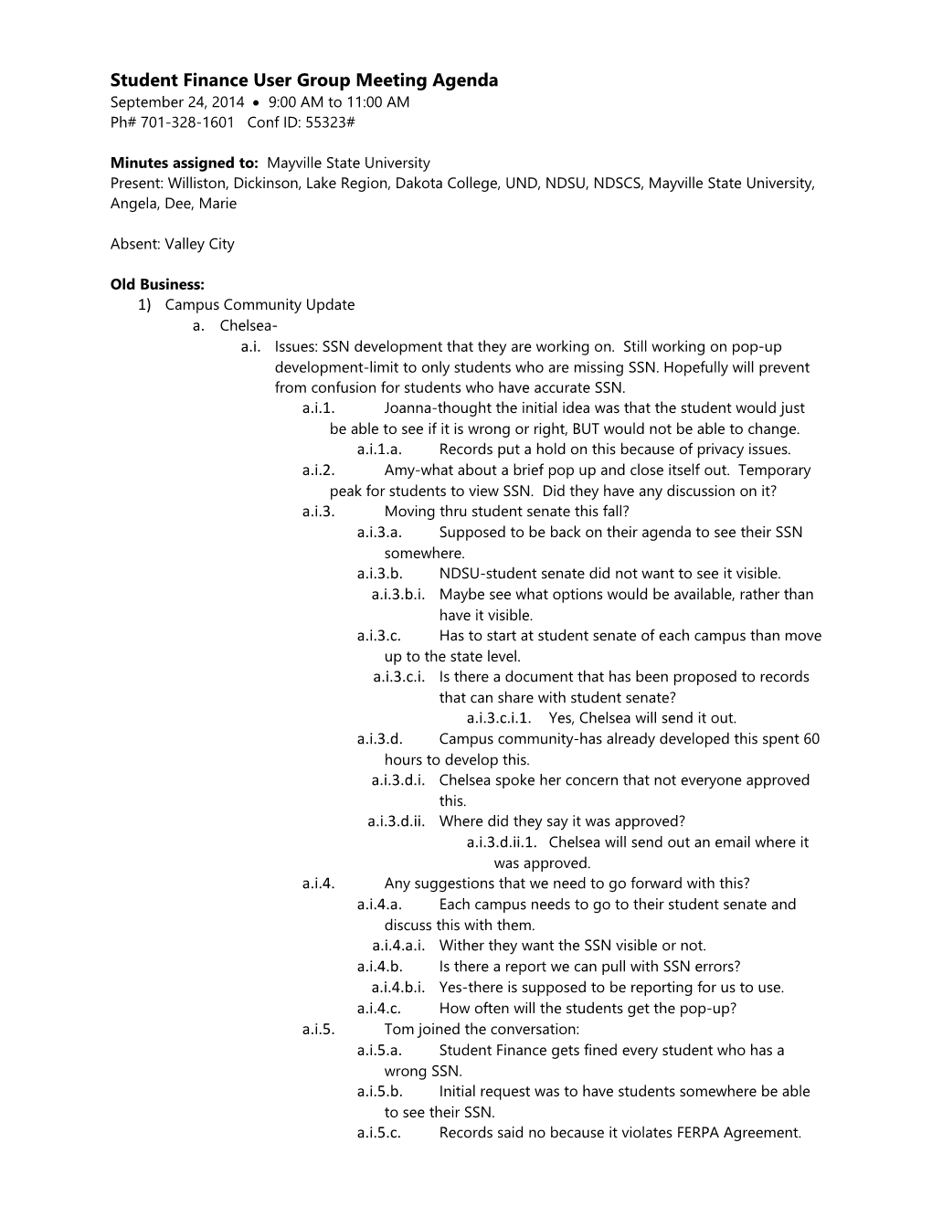 Student Finance User Group Meeting Agenda