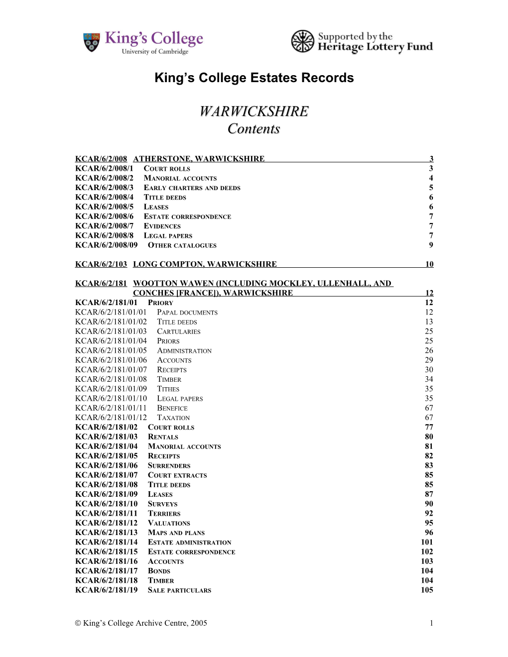 King S College Estates Records