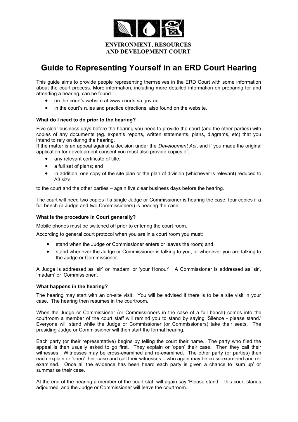 Guide to Representing Yourself in an ERD Court Hearing