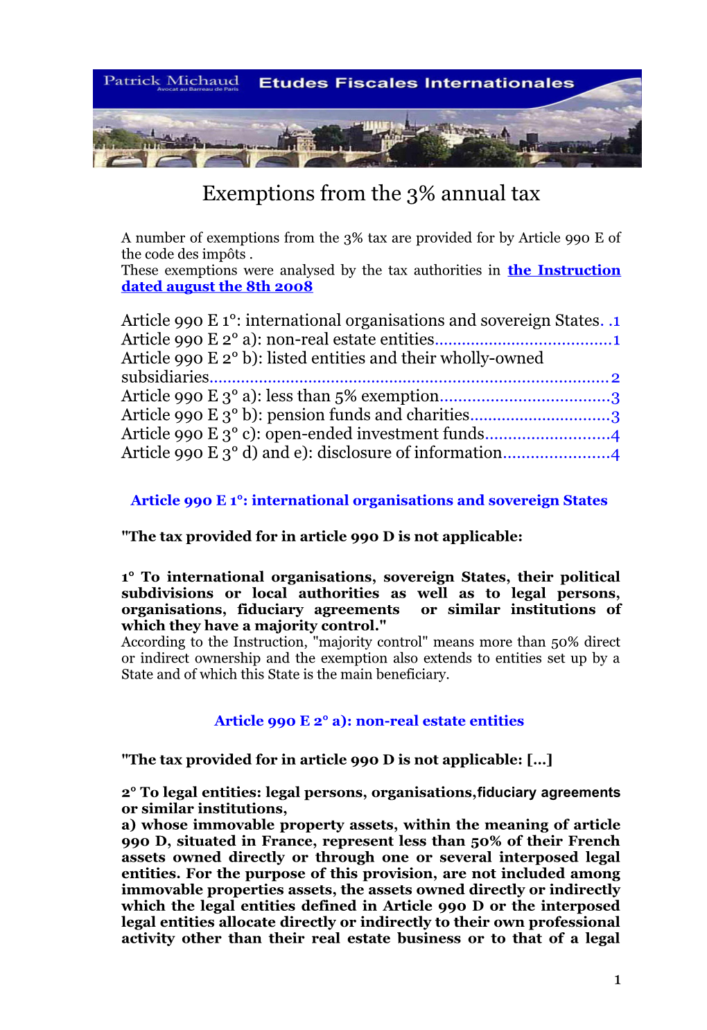 Exemptions from the 3% Annual Tax