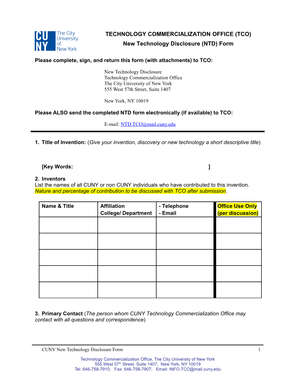 Please Complete, Sign, and Return This Form (With Attachments) to TCO