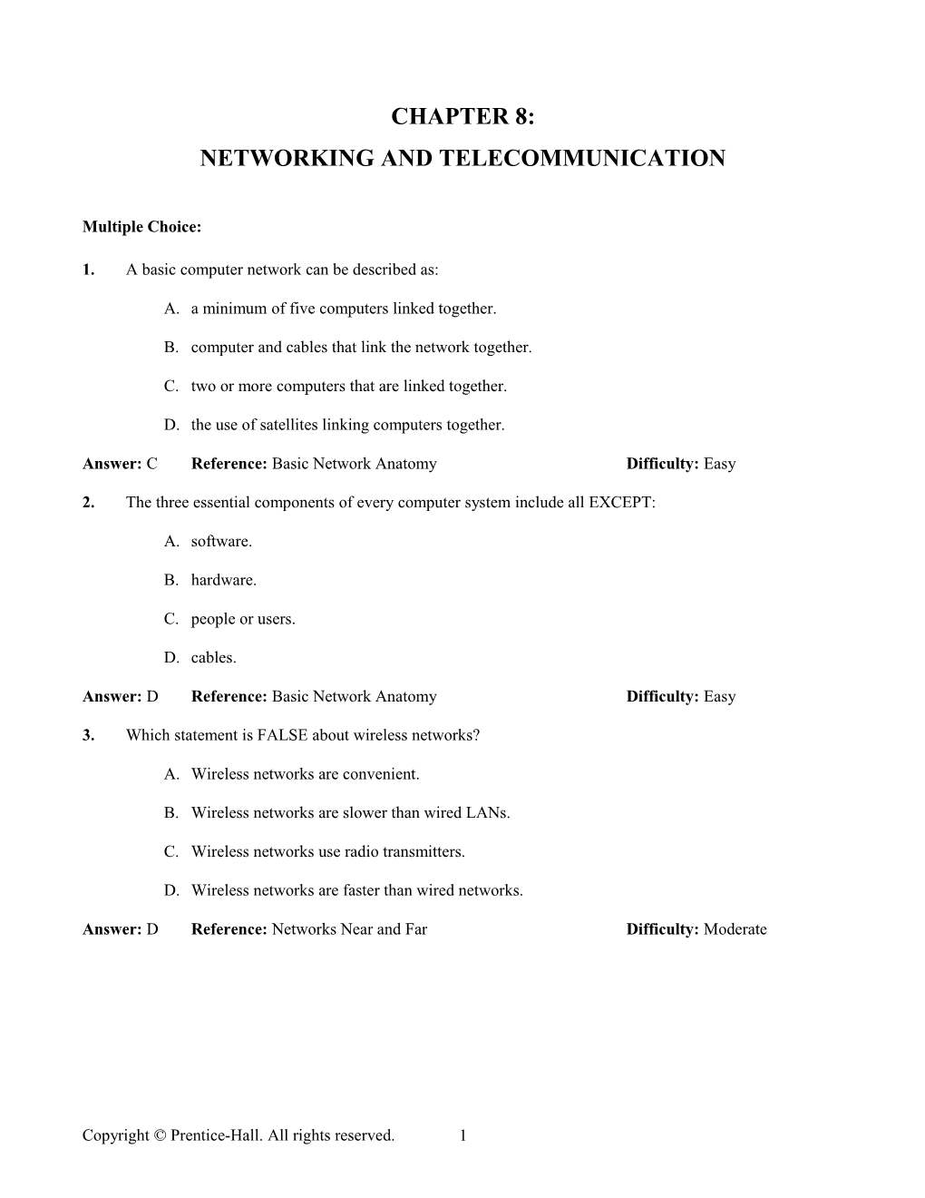 Chaper 8: Networking And Telecommunications