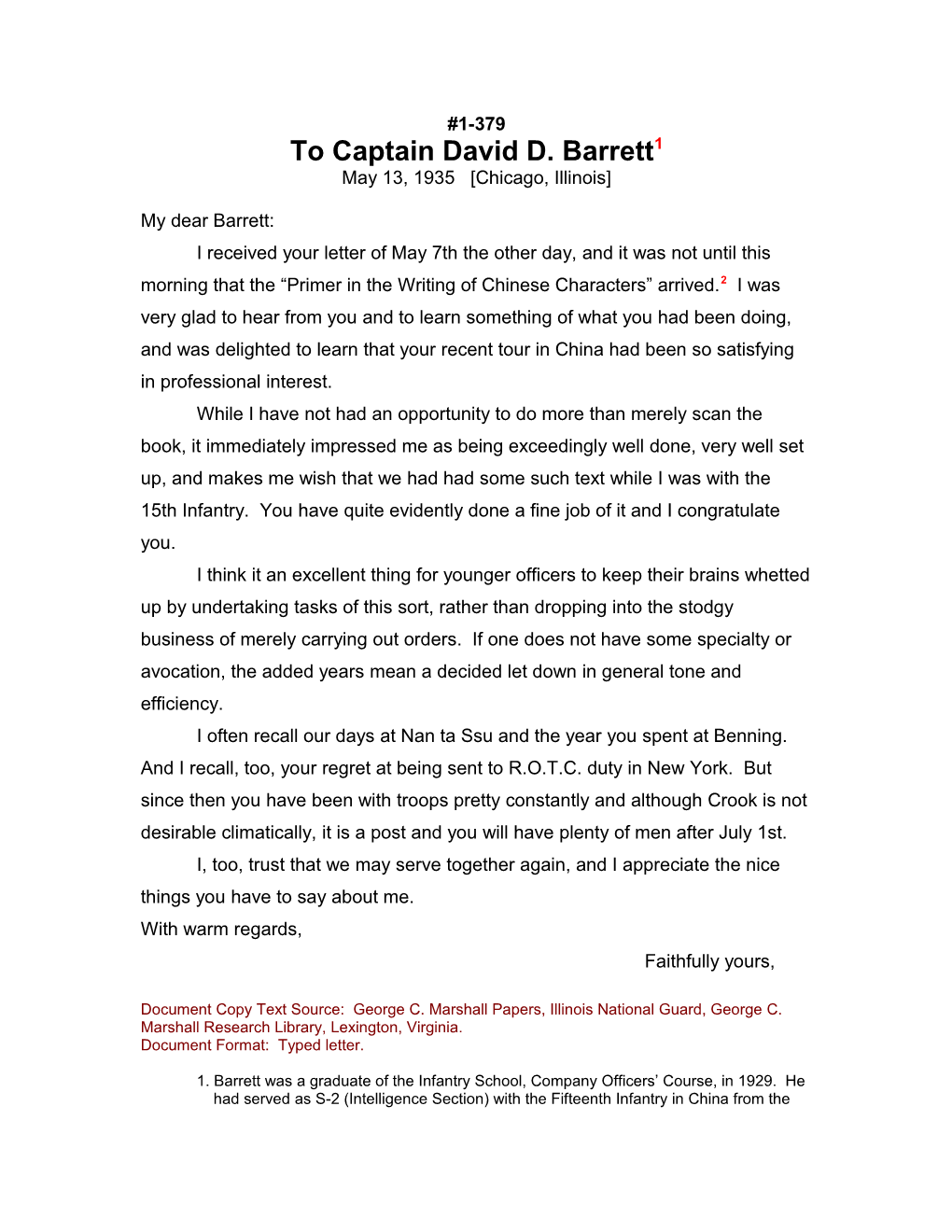 To Captain David D. Barrett1