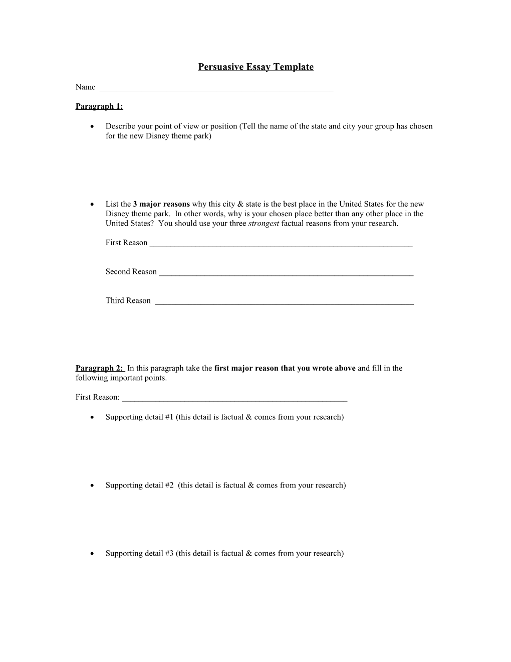 Persuasive Essay Template