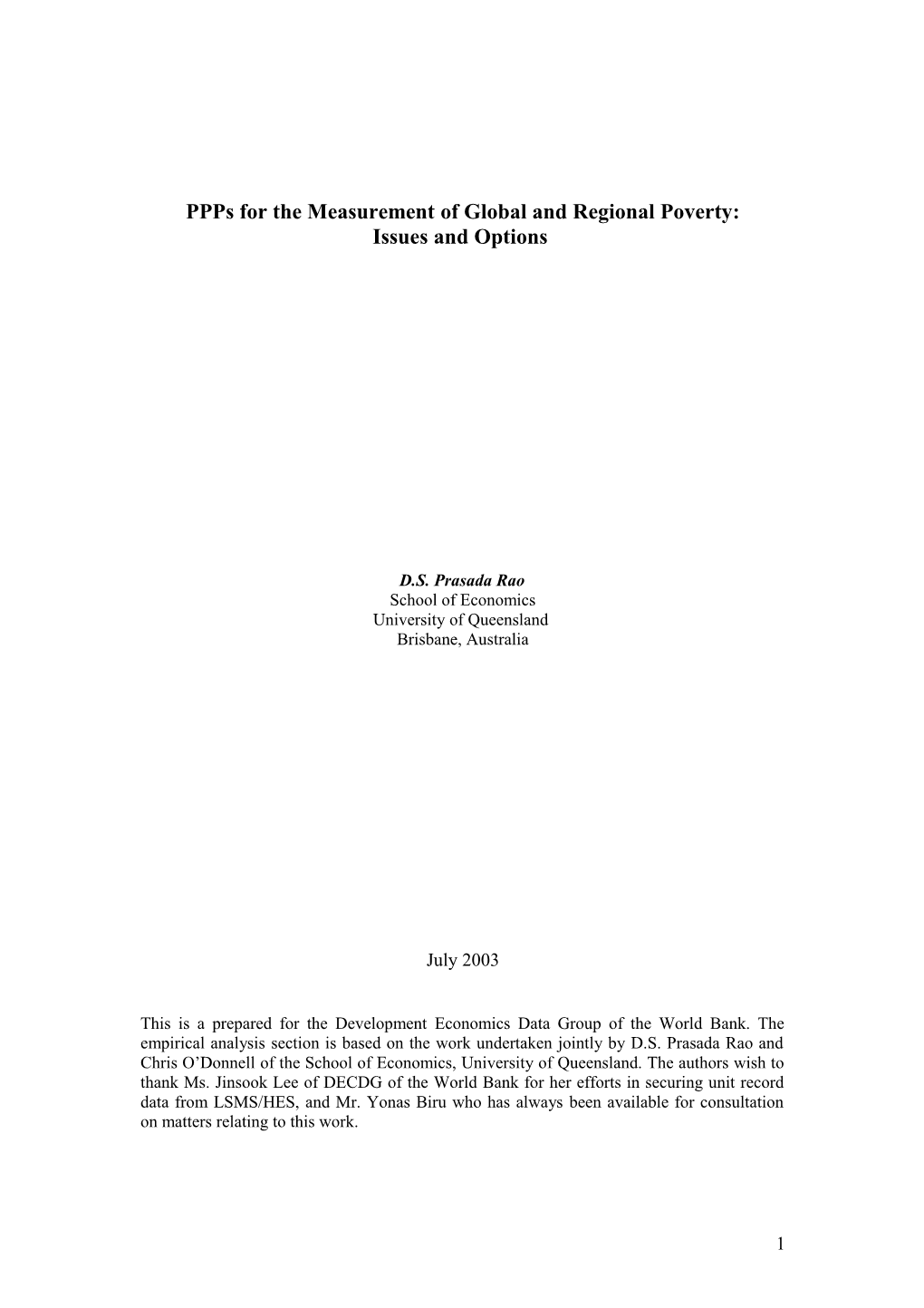 Purchasing Power Parities for the Measurement of Global and Regional Poverty