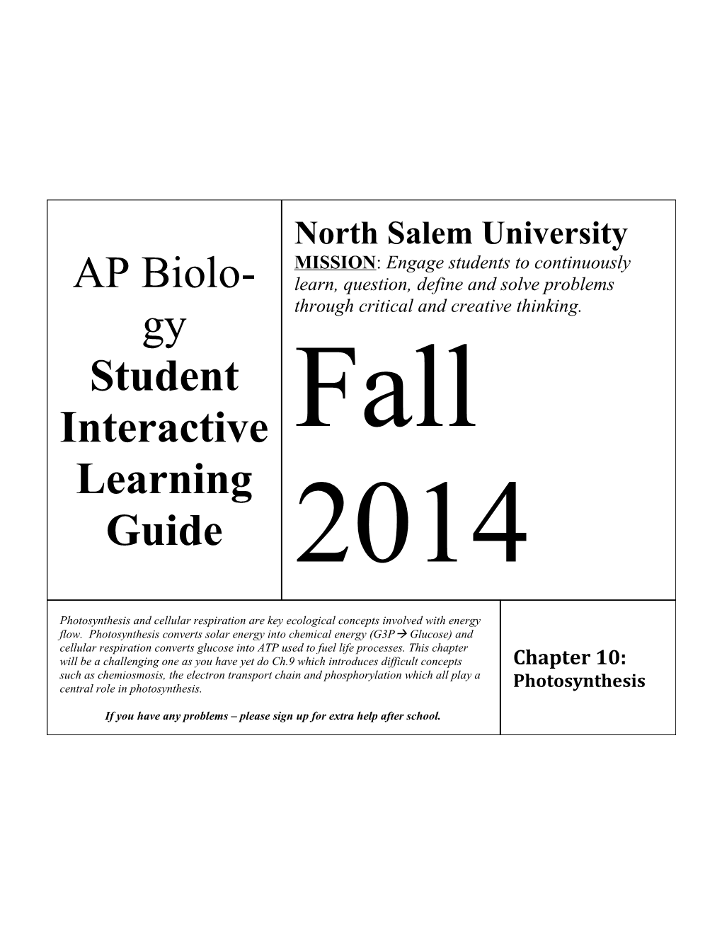 AP Biology Student Interactive Learning Guide