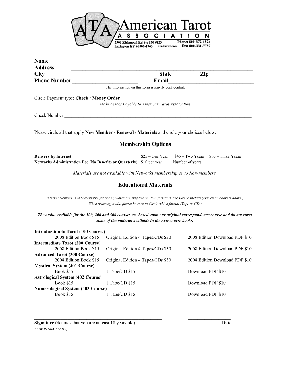 ATA Application Form
