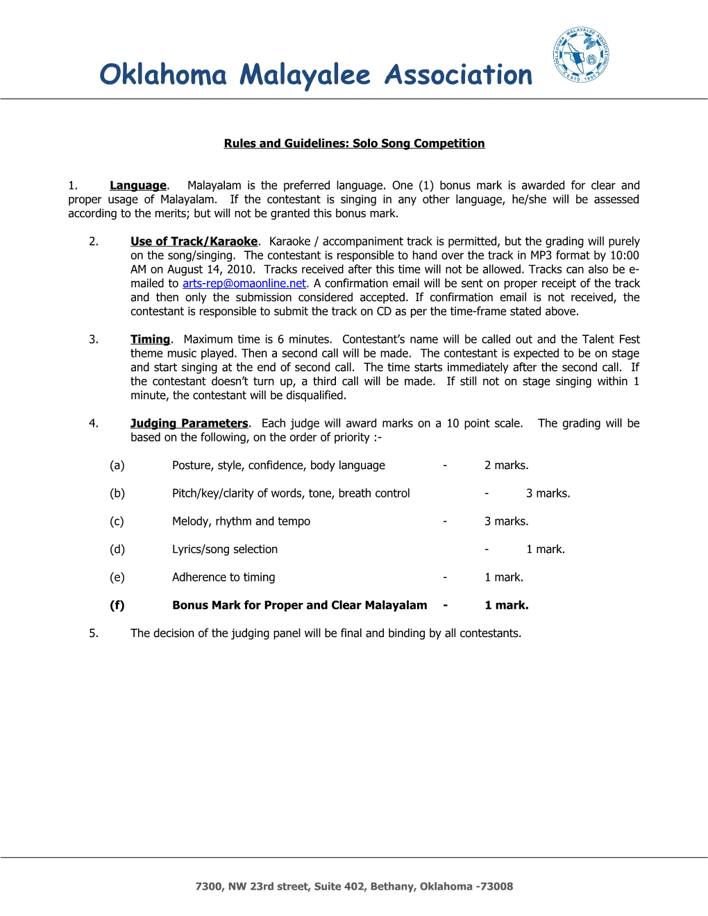Rules and Guidelines for Speech Competition
