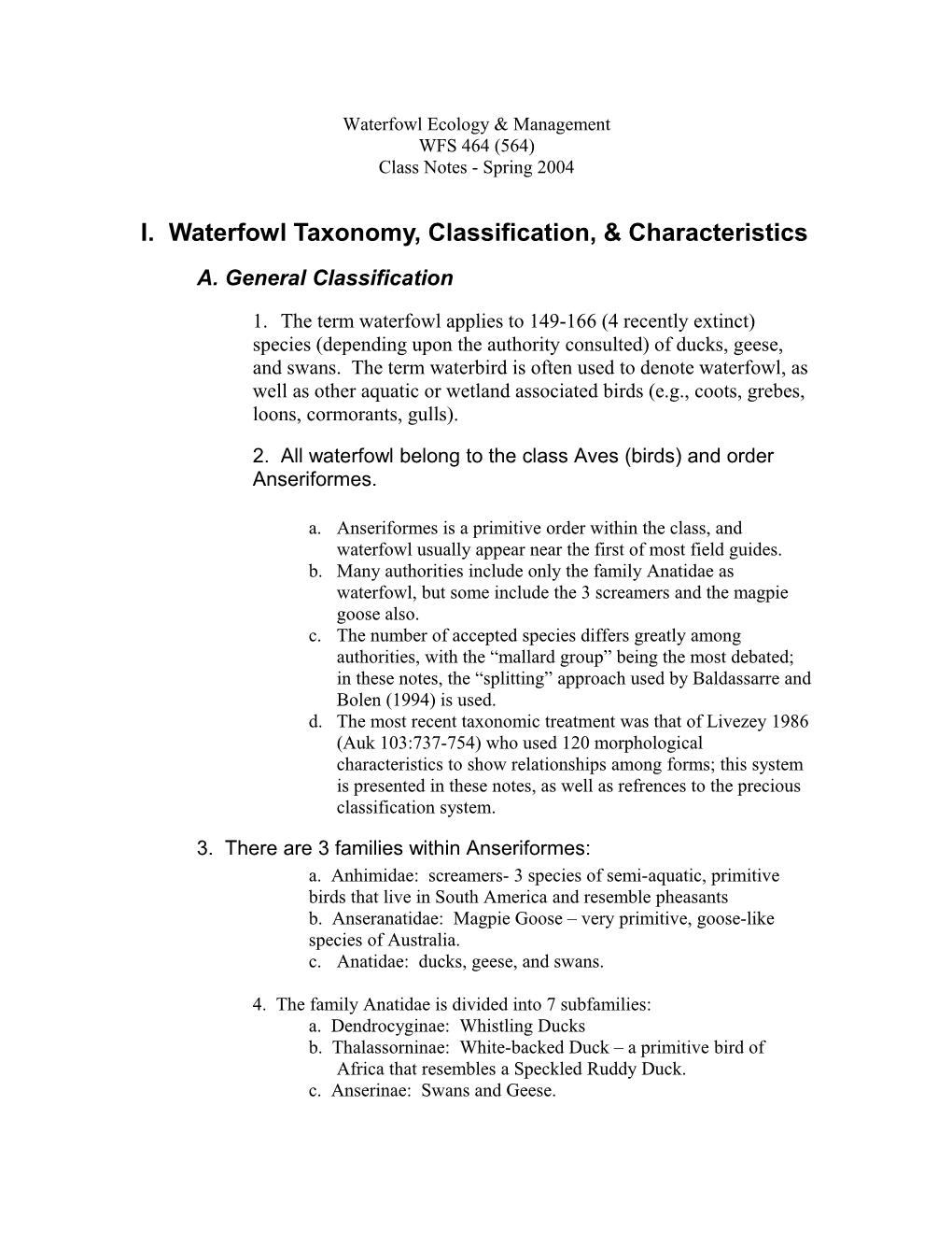 Waterfowl Ecology & Management