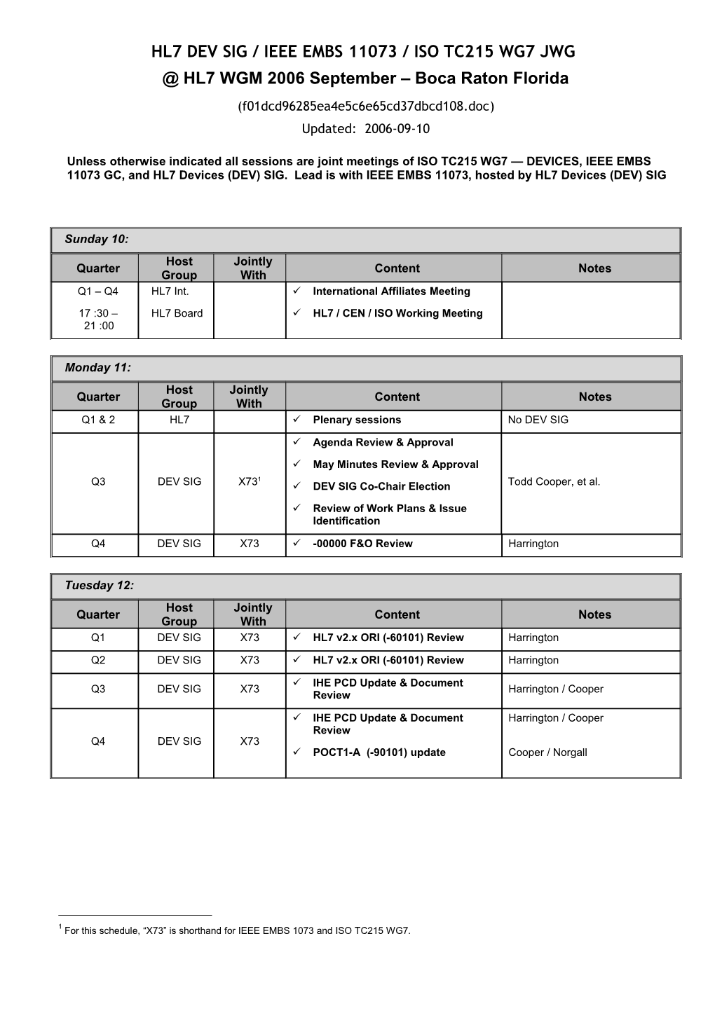 Meeting Agenda - ISO/TC215/WG7 - IEEE11073 - HL7 DEV SIG s1