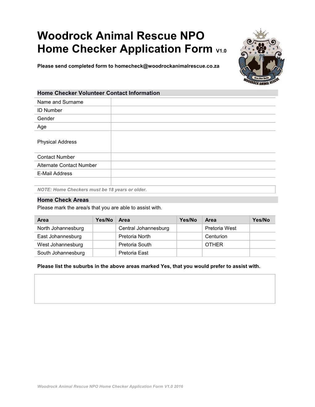 Home Checker Volunteer Contact Information