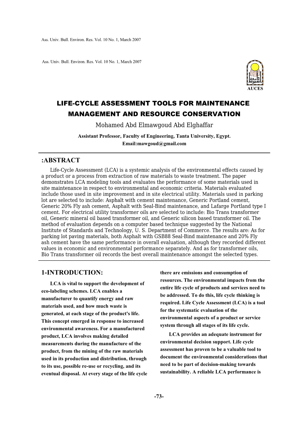 LCA for Materials Management and Resource Conservation