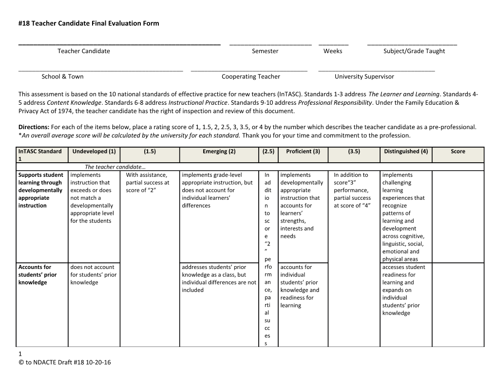 18Teacher Candidate Final Evaluation Form
