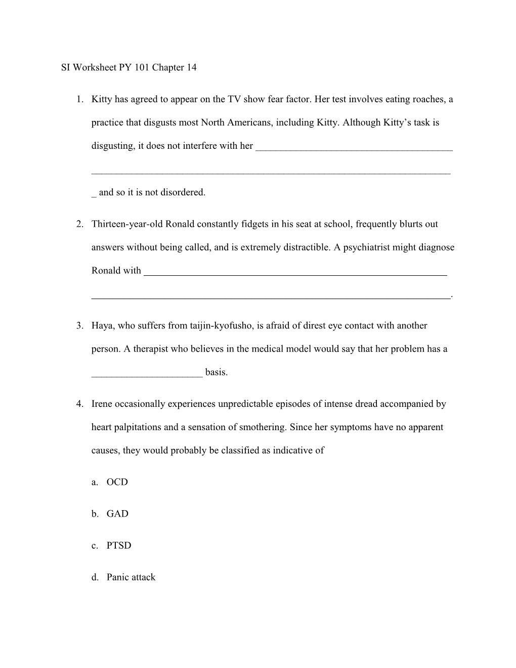 SI Worksheet PY 101 Chapter 14