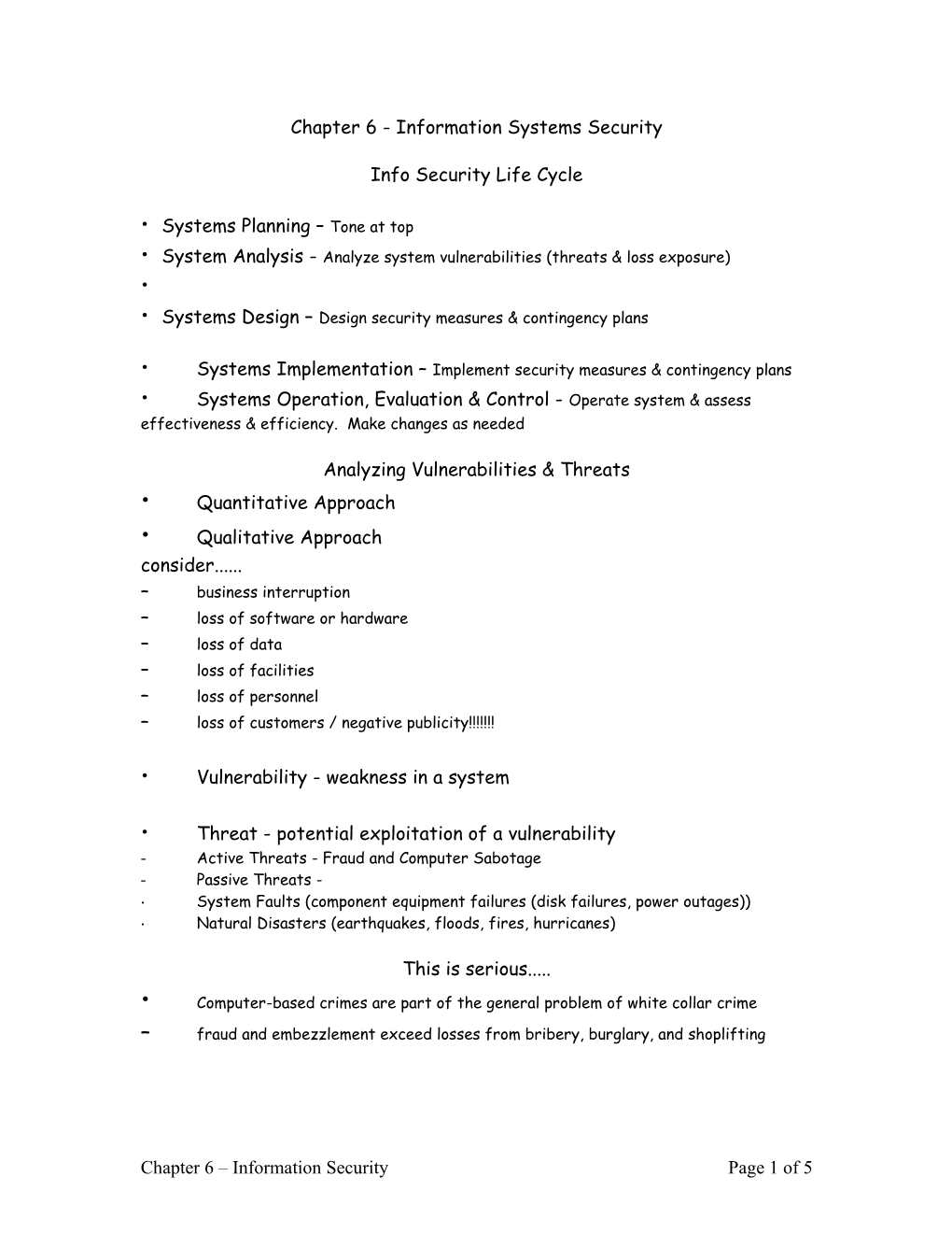 Chapter 6 - Information Systems Security
