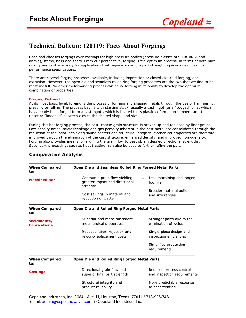 Technical Bulletin: 120119: Facts About Forgings