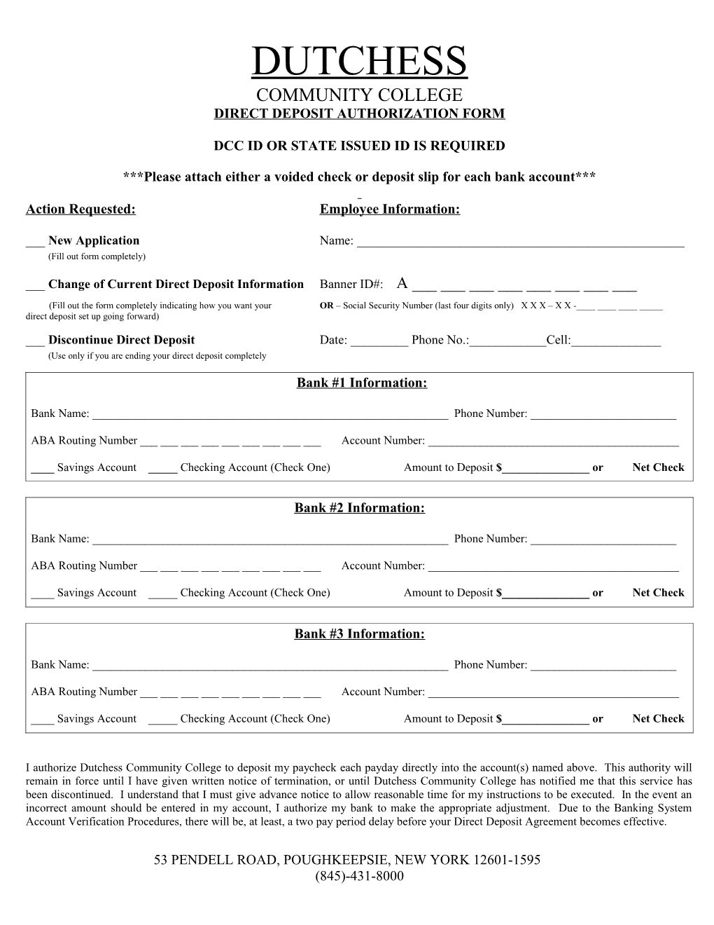 Direct Deposit Authorization Form