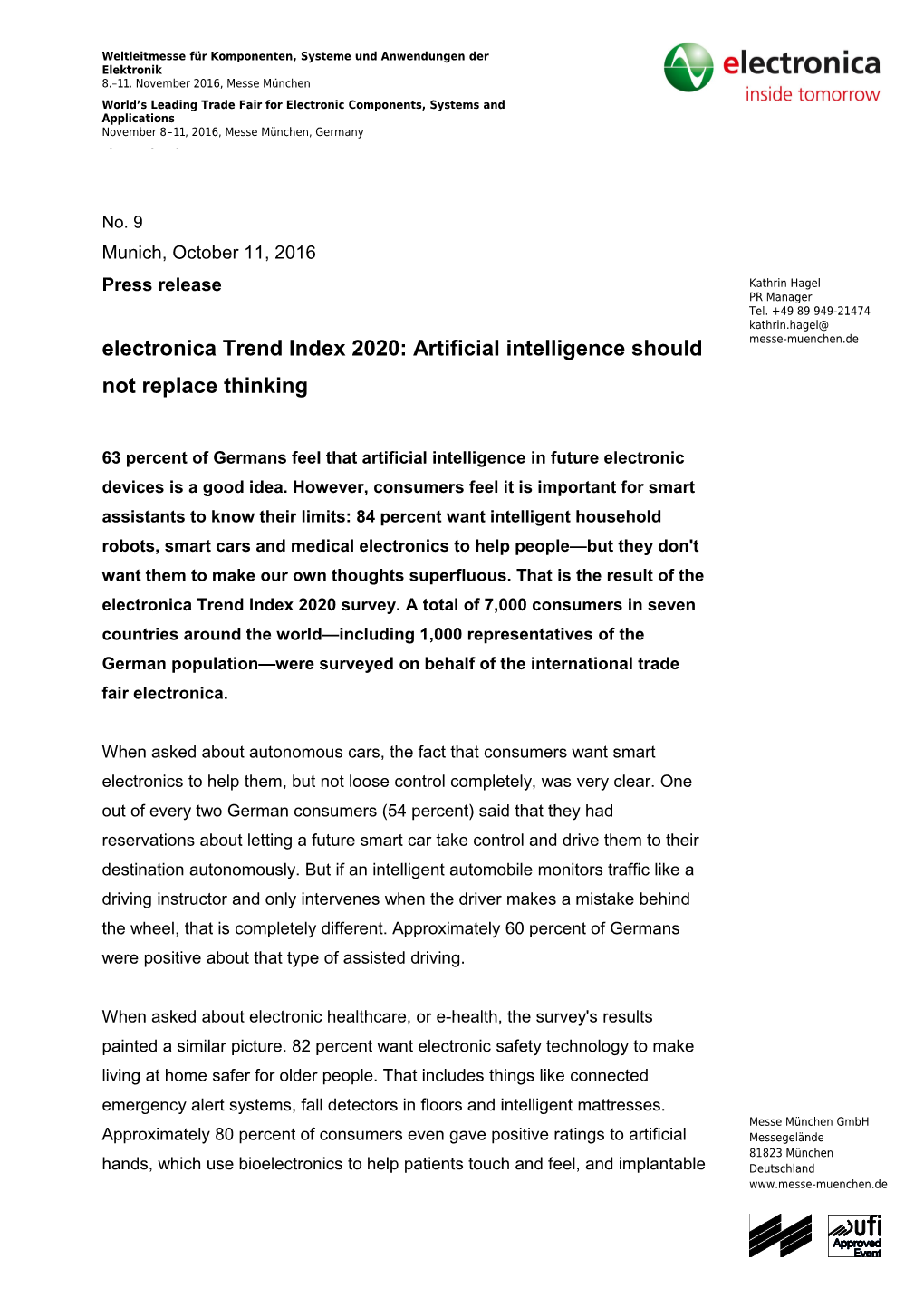 Electronica Trend Index 2020: Artificial Intelligence Should Not Replace Thinking