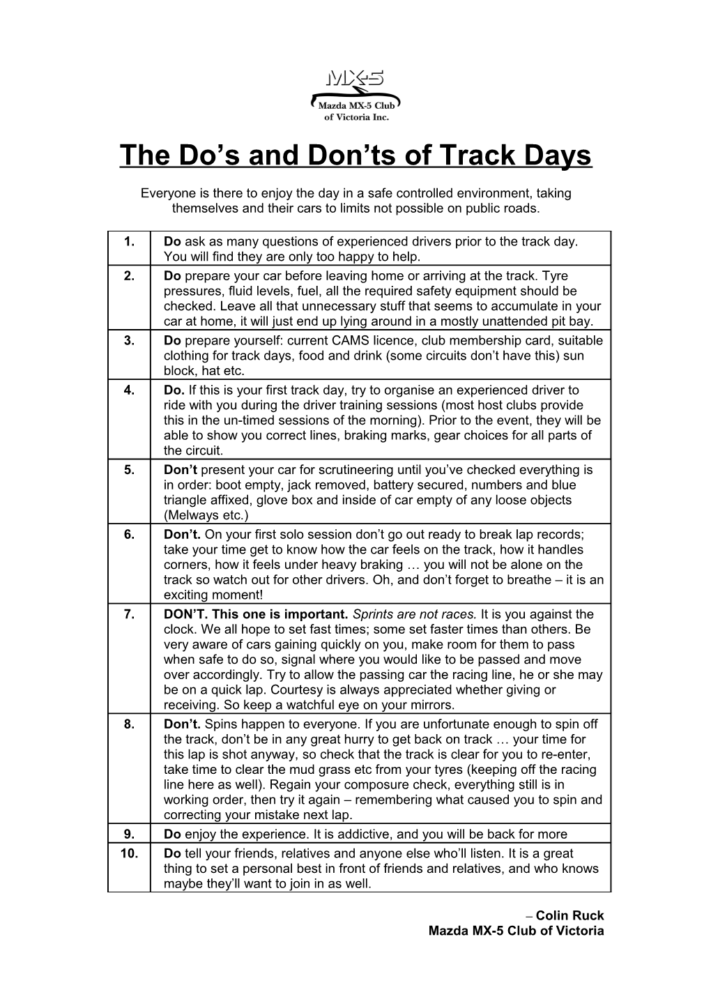 The Do S and Don Ts of Track Days