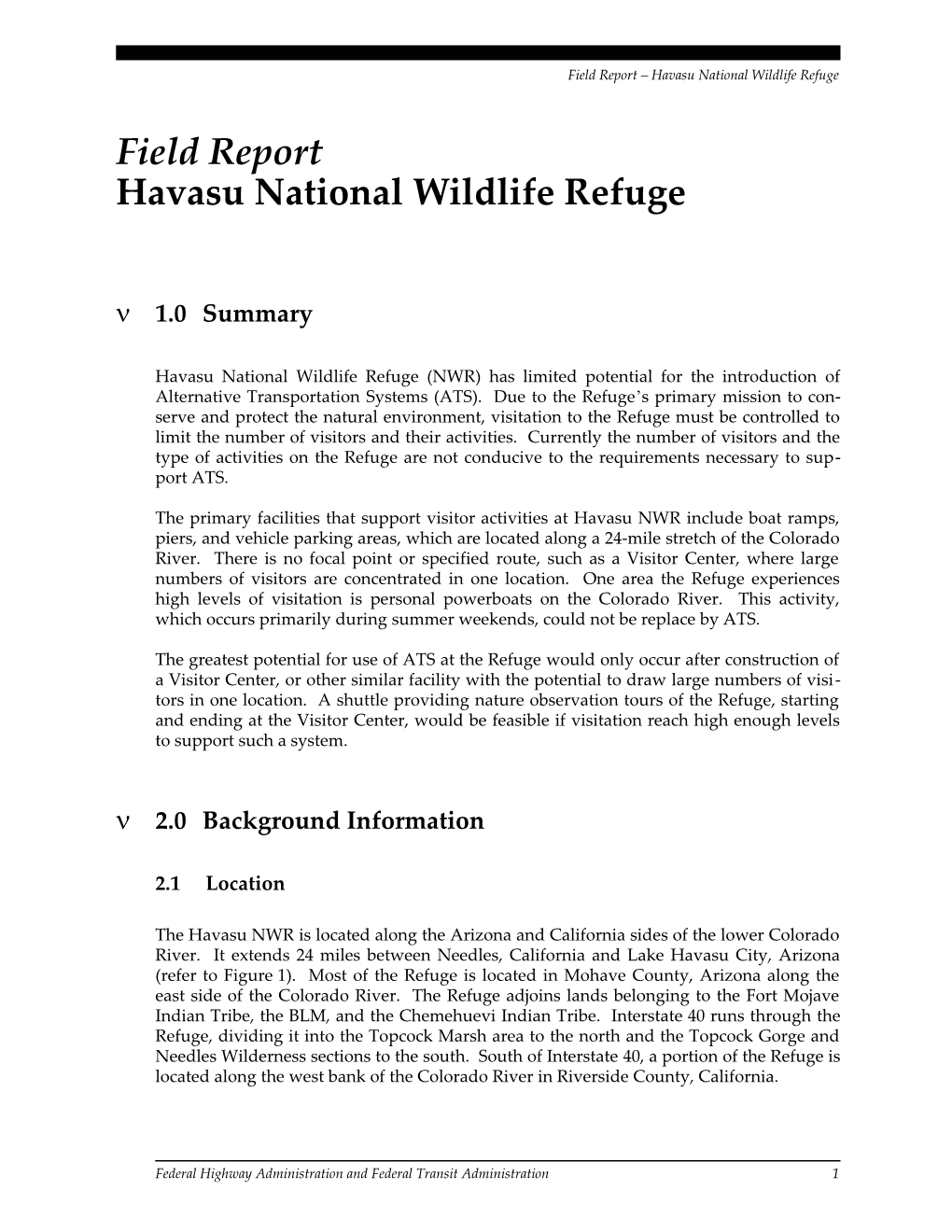 Field Report Havasu National Wildlife Refuge