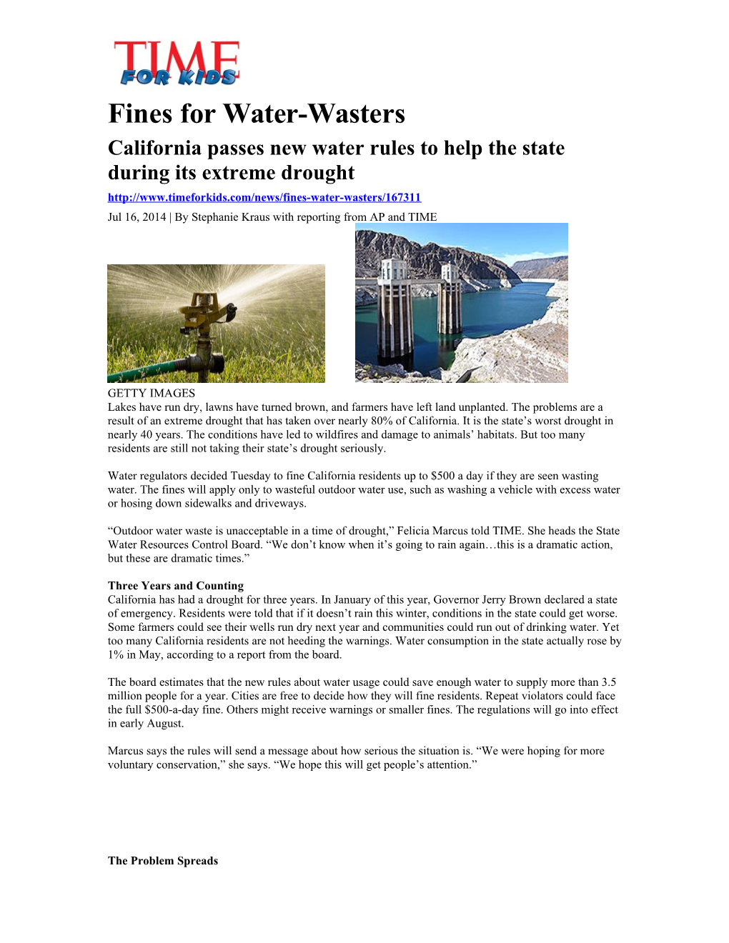 Fines for Water-Wasters