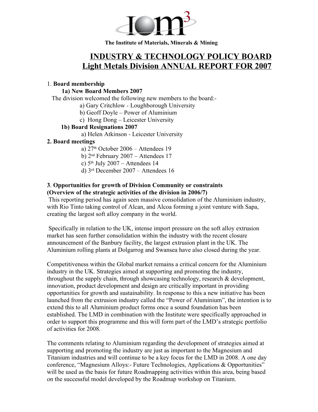 Industry & Technology Policy Board