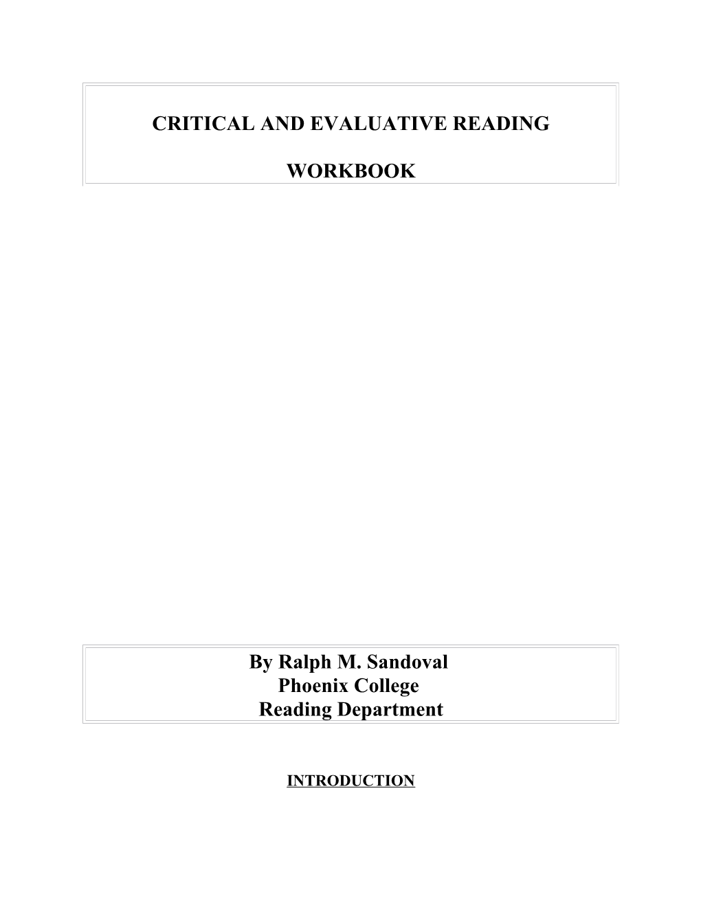 Critical and Evaluative Reading