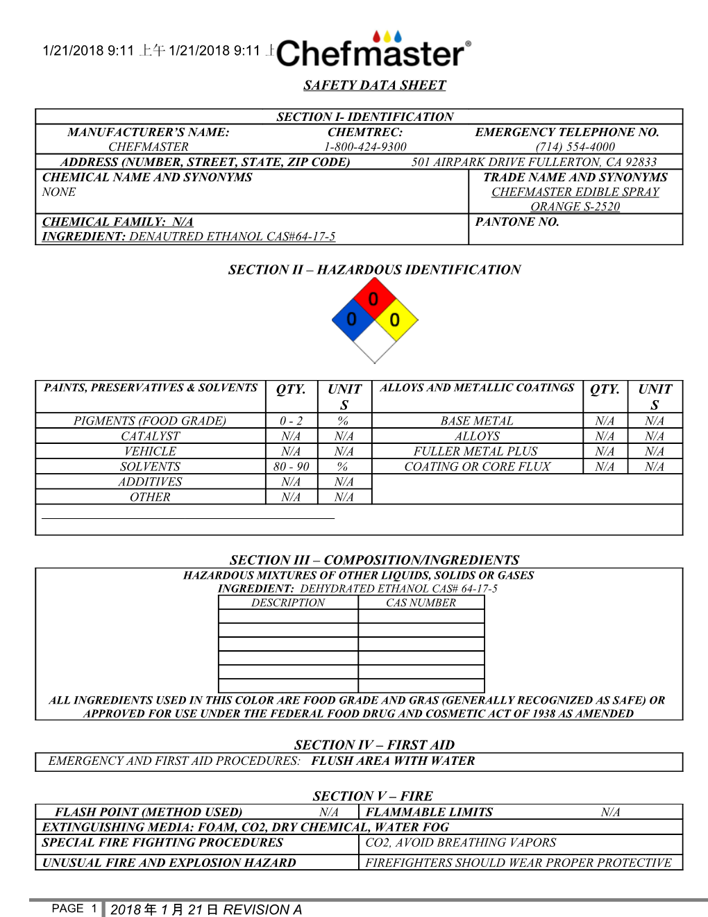 Material Safety Data Sheet s24