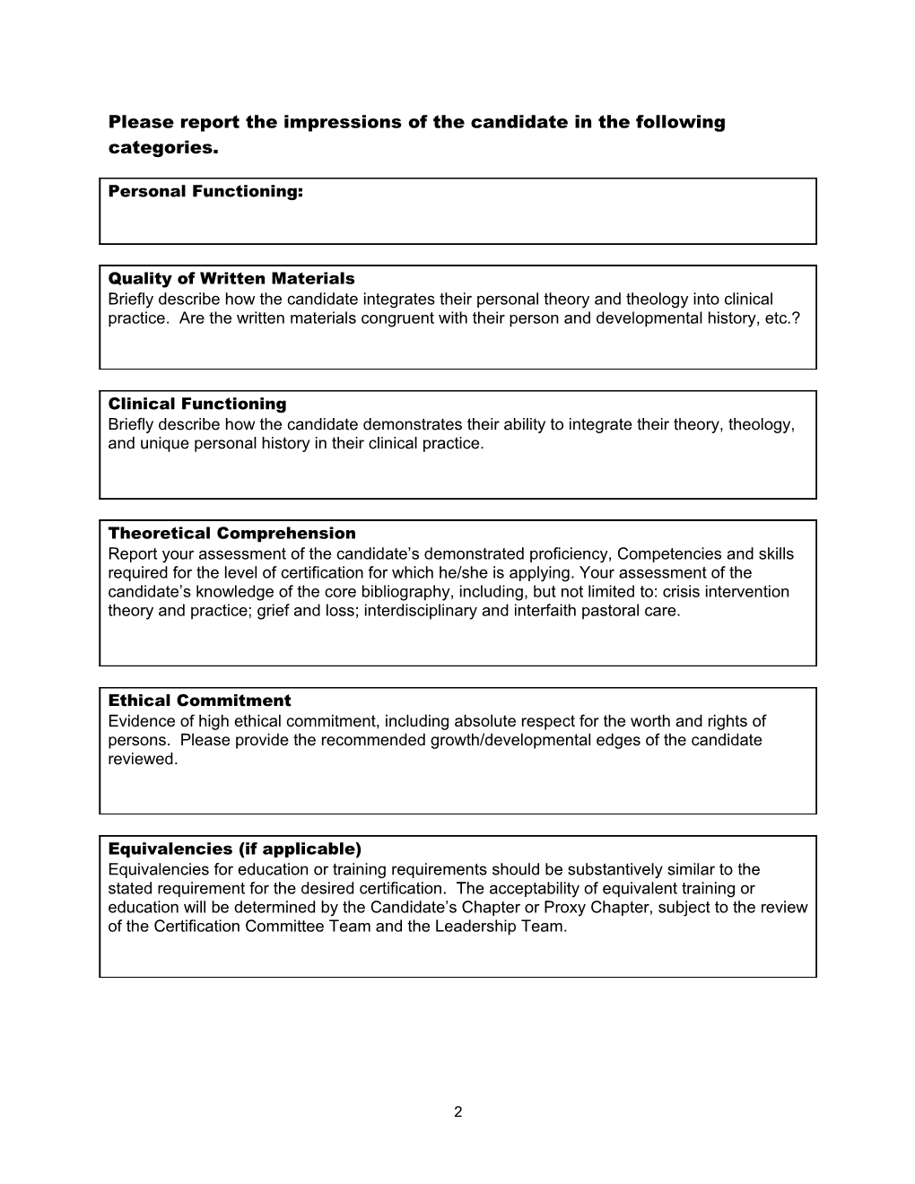 Chapter Certification Report Form