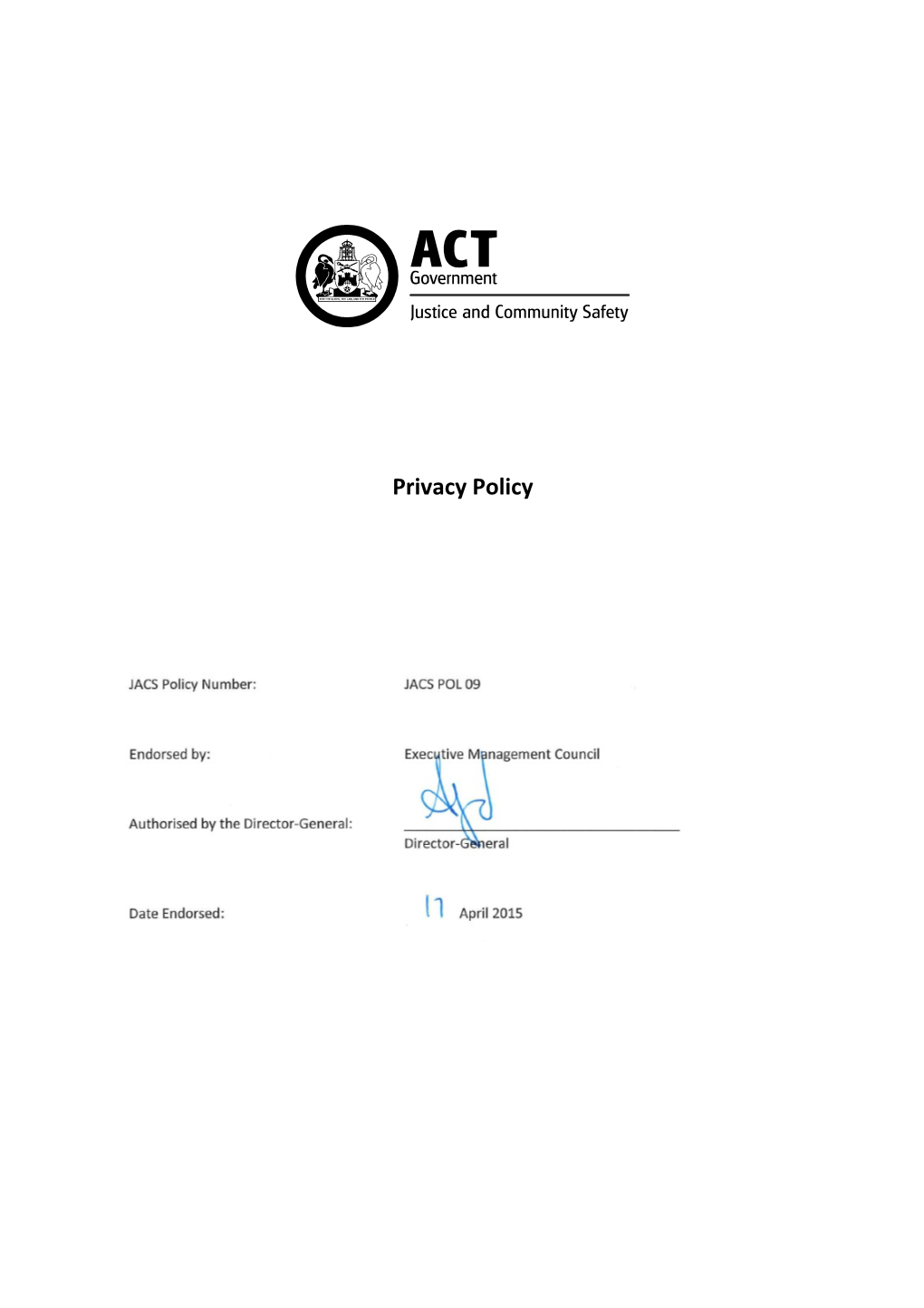 JACS Privacy Policy