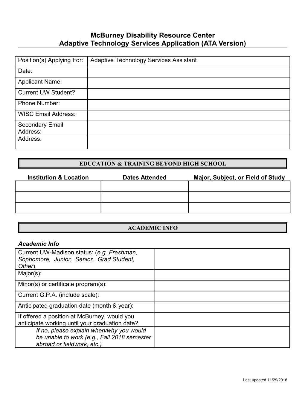 MCSC Student Hourly Application