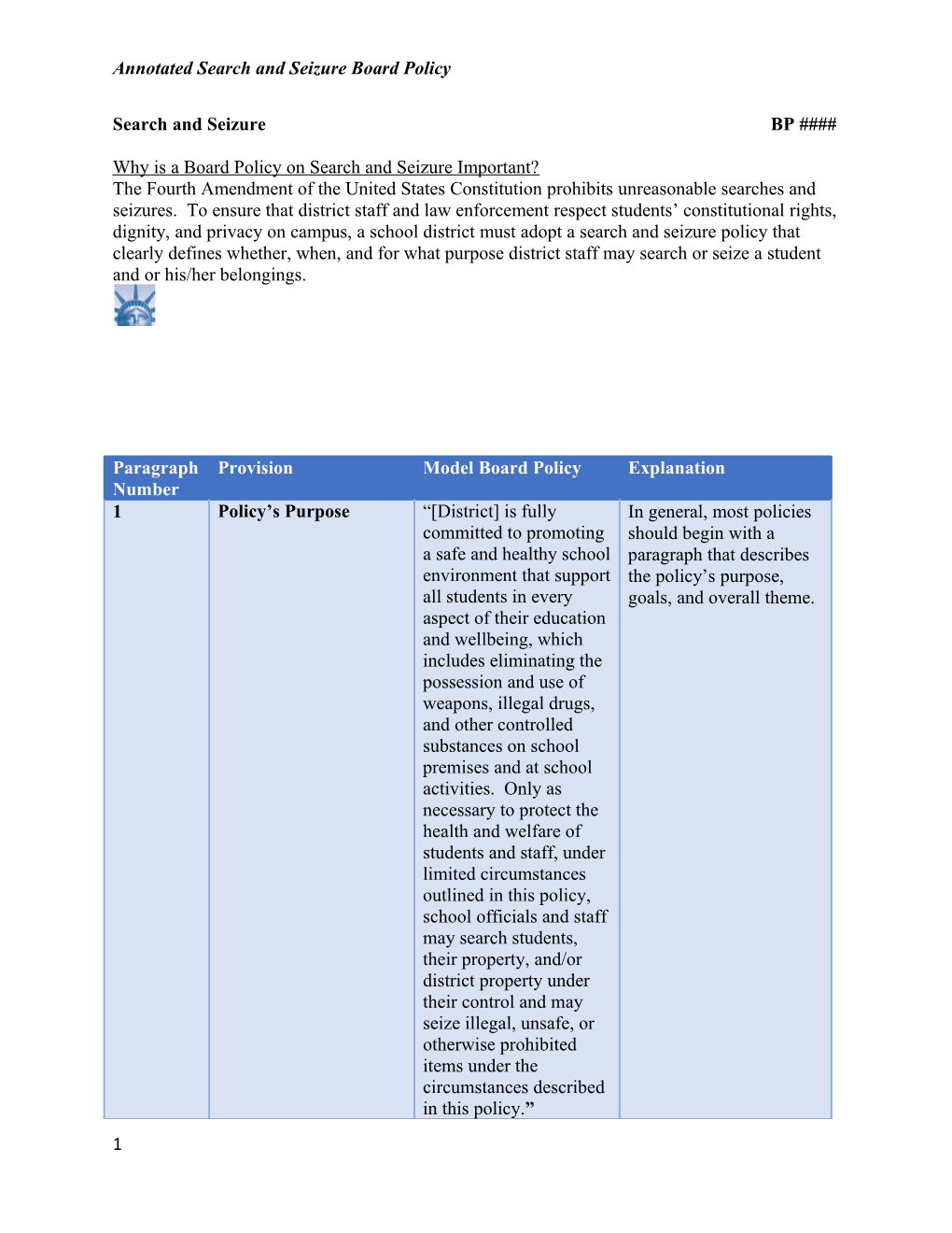 Annotated Search and Seizure Board Policy