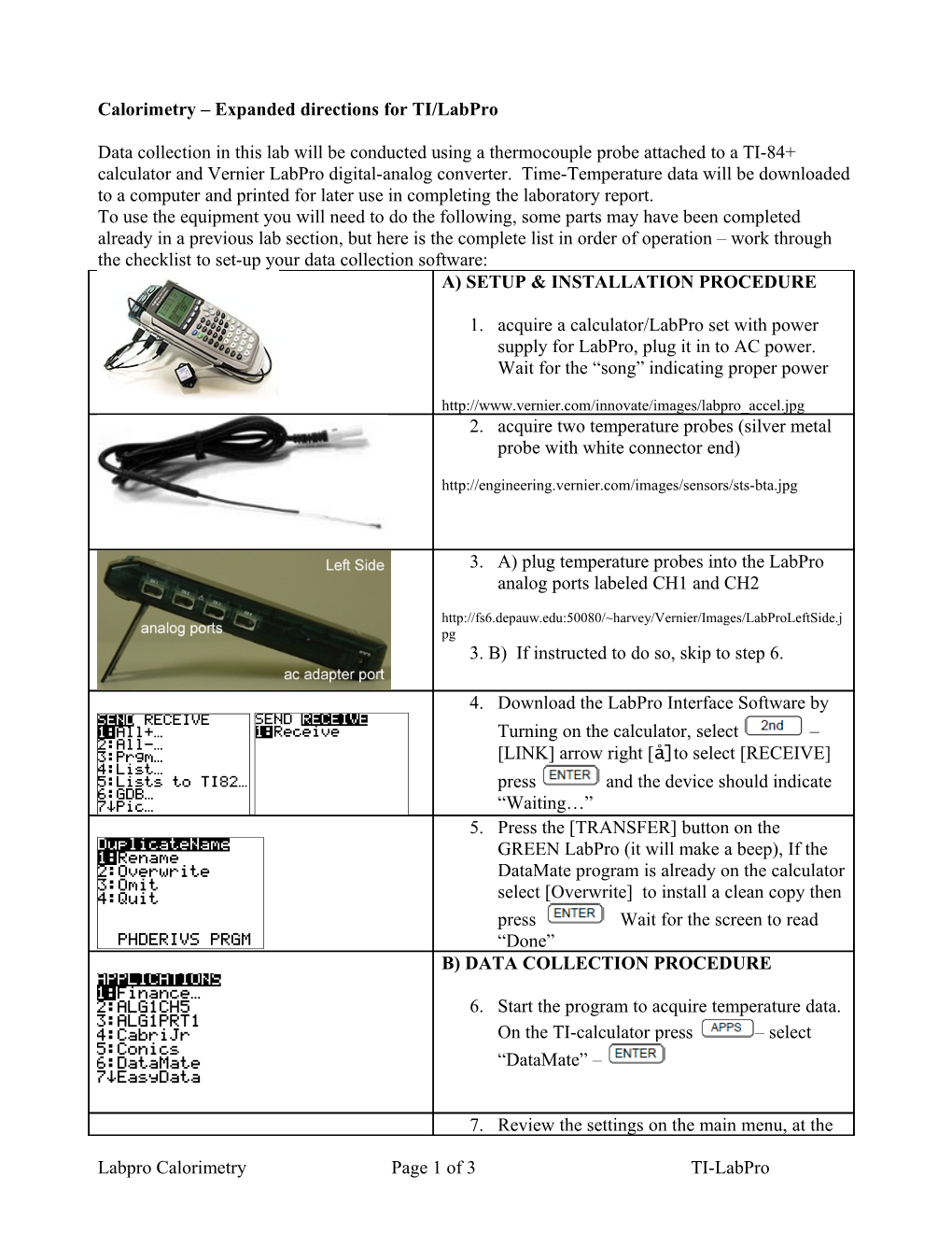 Experiment 25 Calorimetry Expanded Directions for TI