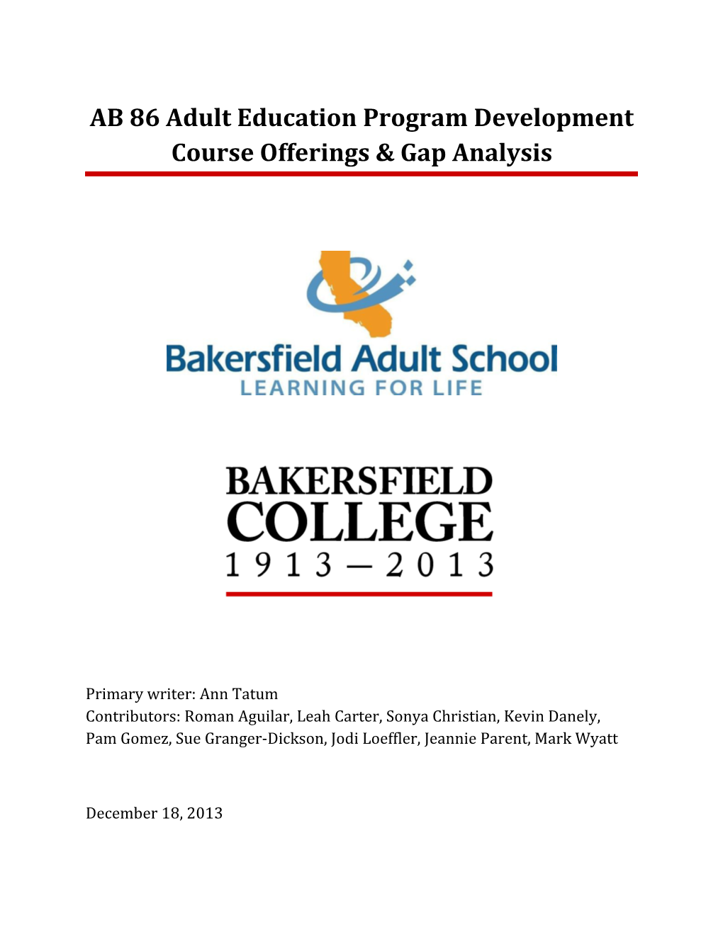AB 86 Adult Education Program Development