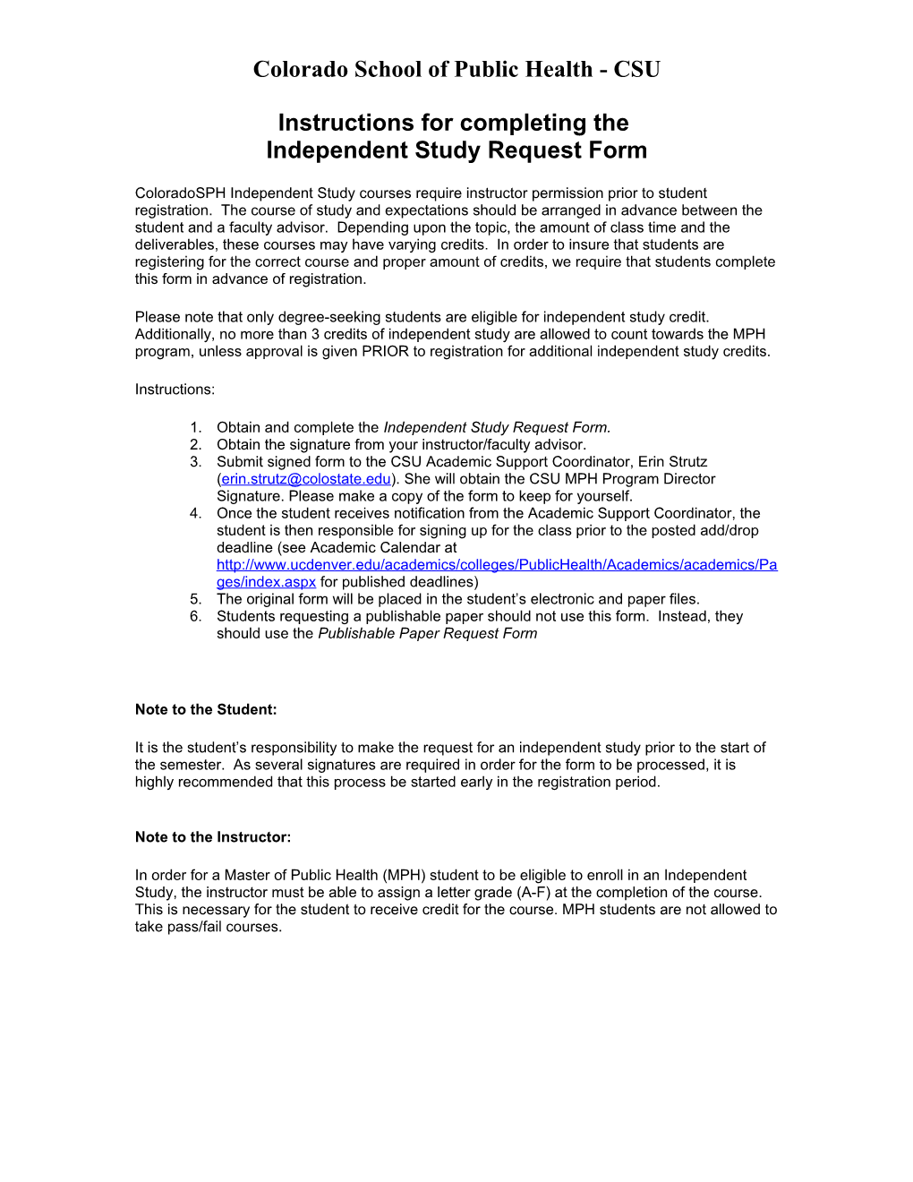 Independent Study Request Form