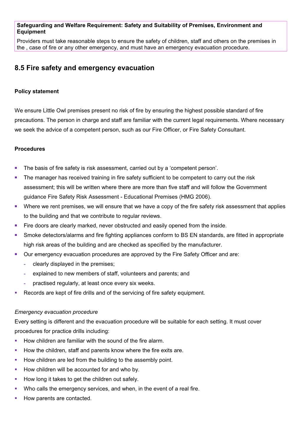 8.5Fire Safety and Emergency Evacuation