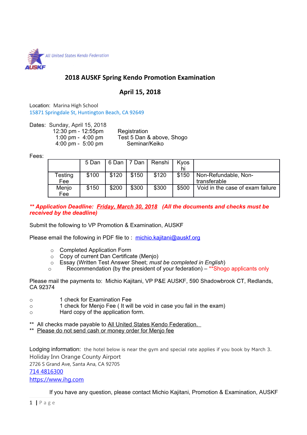 2018 AUSKF Spring Kendo Promotion Examination