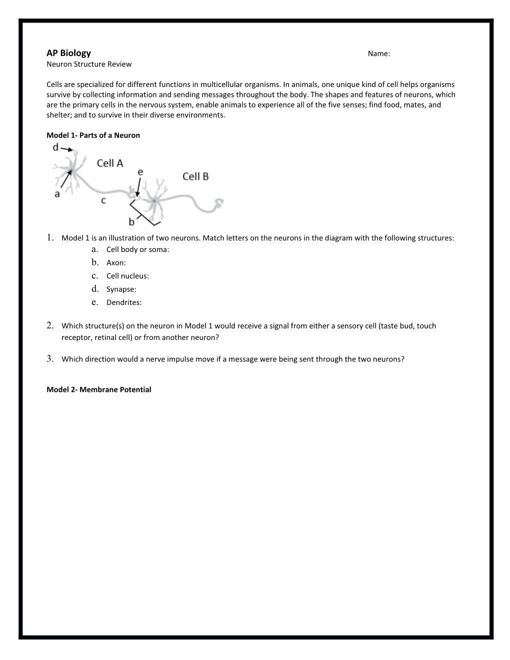 AP Biology Name