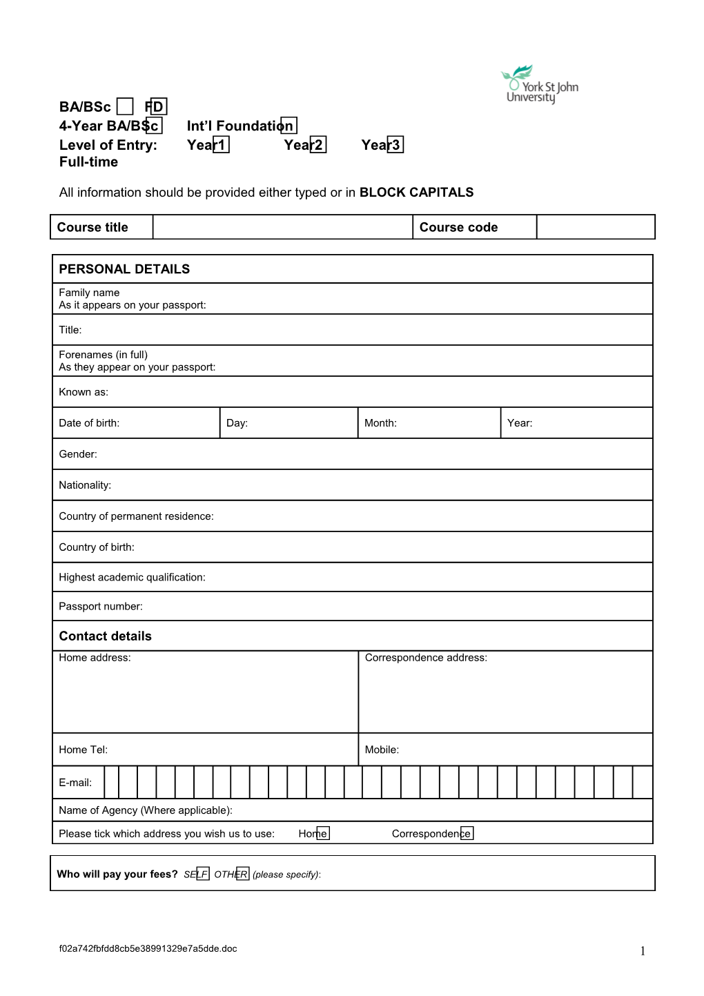 Application Form (Registry Web)