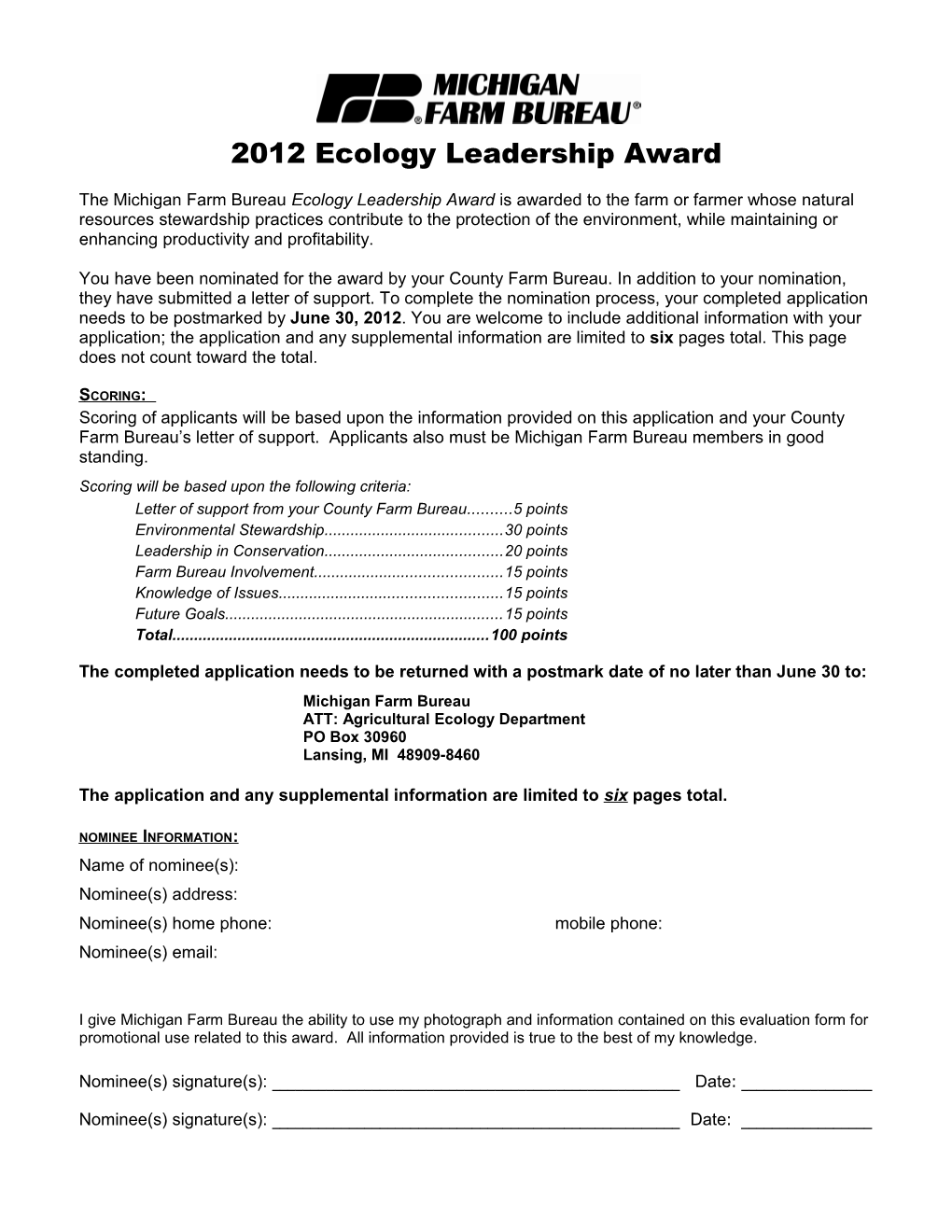 2012 Ecology Leadership Award