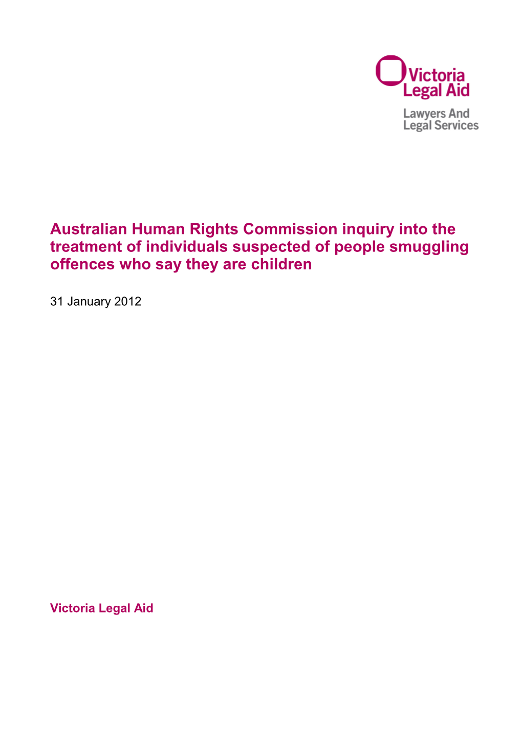 Australian Human Rights Commission Inquiry Into the Treatment of Individuals Suspected