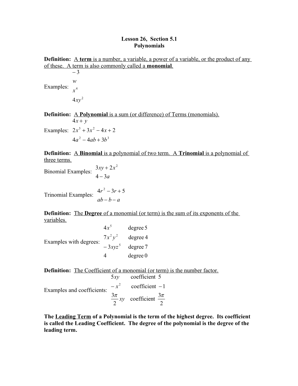 Lesson 26, Section 5.1