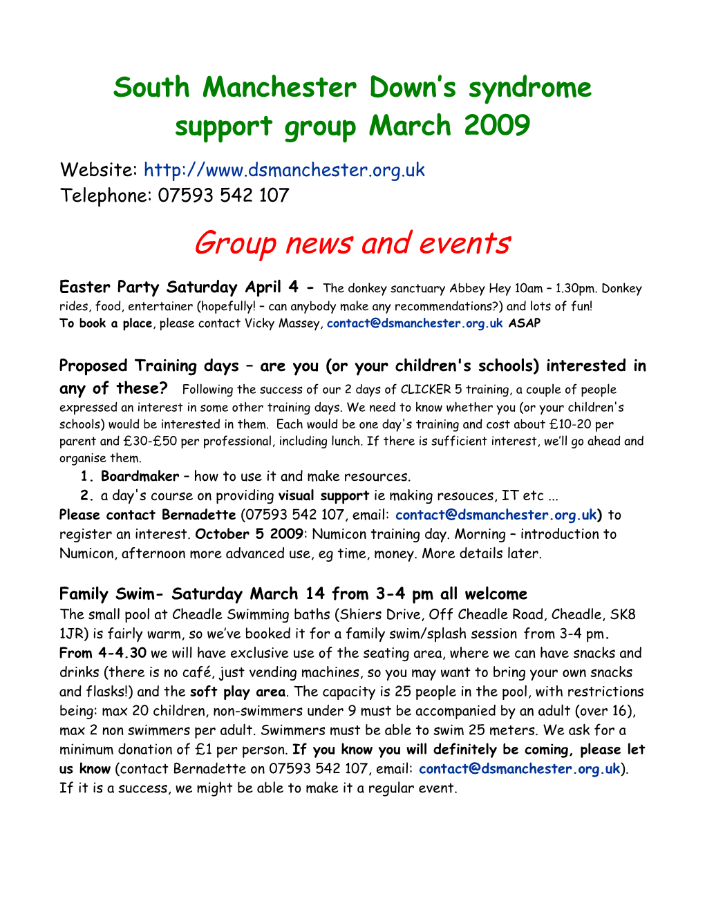 South Manchester Down S Syndrome Support Group