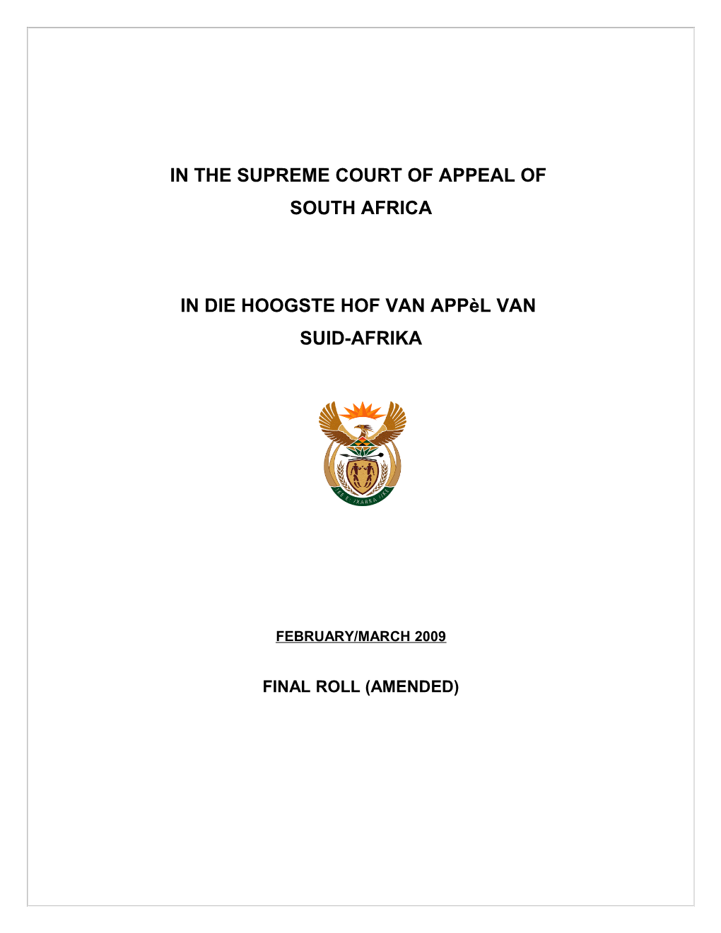 In the Supreme Court of Appeal Of