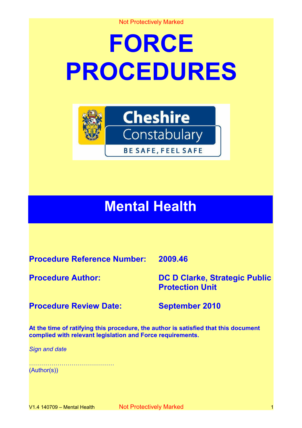 Mental Health Procedure