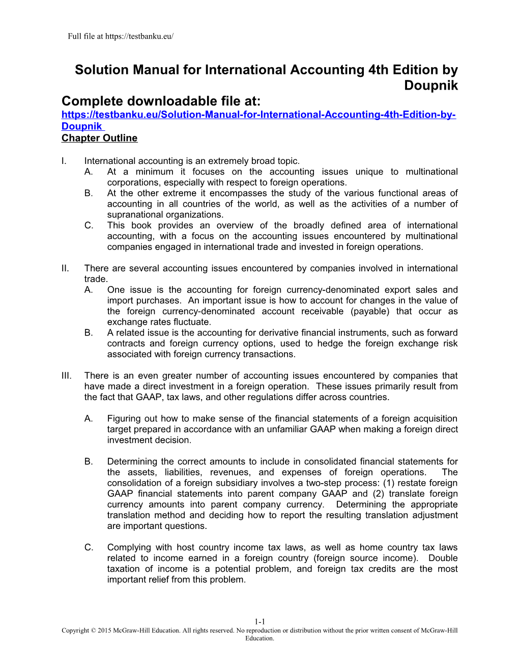 Solution Manual for International Accounting 4Th Edition by Doupnik