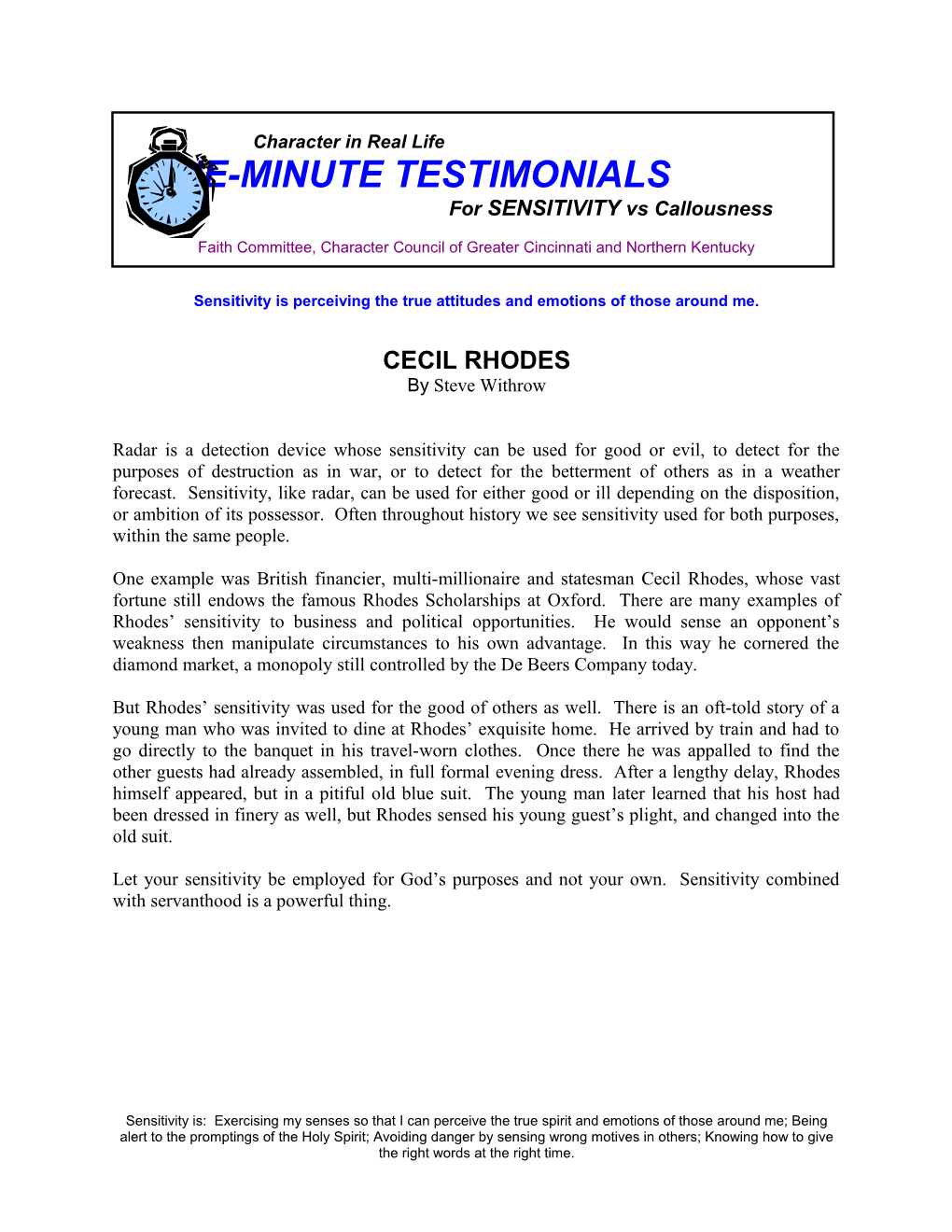 One-Minute Testimonials