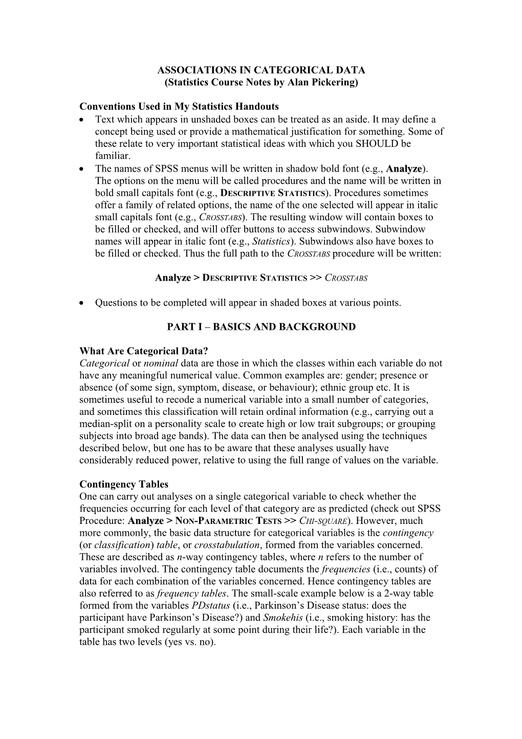 Analysis of Categorical Data