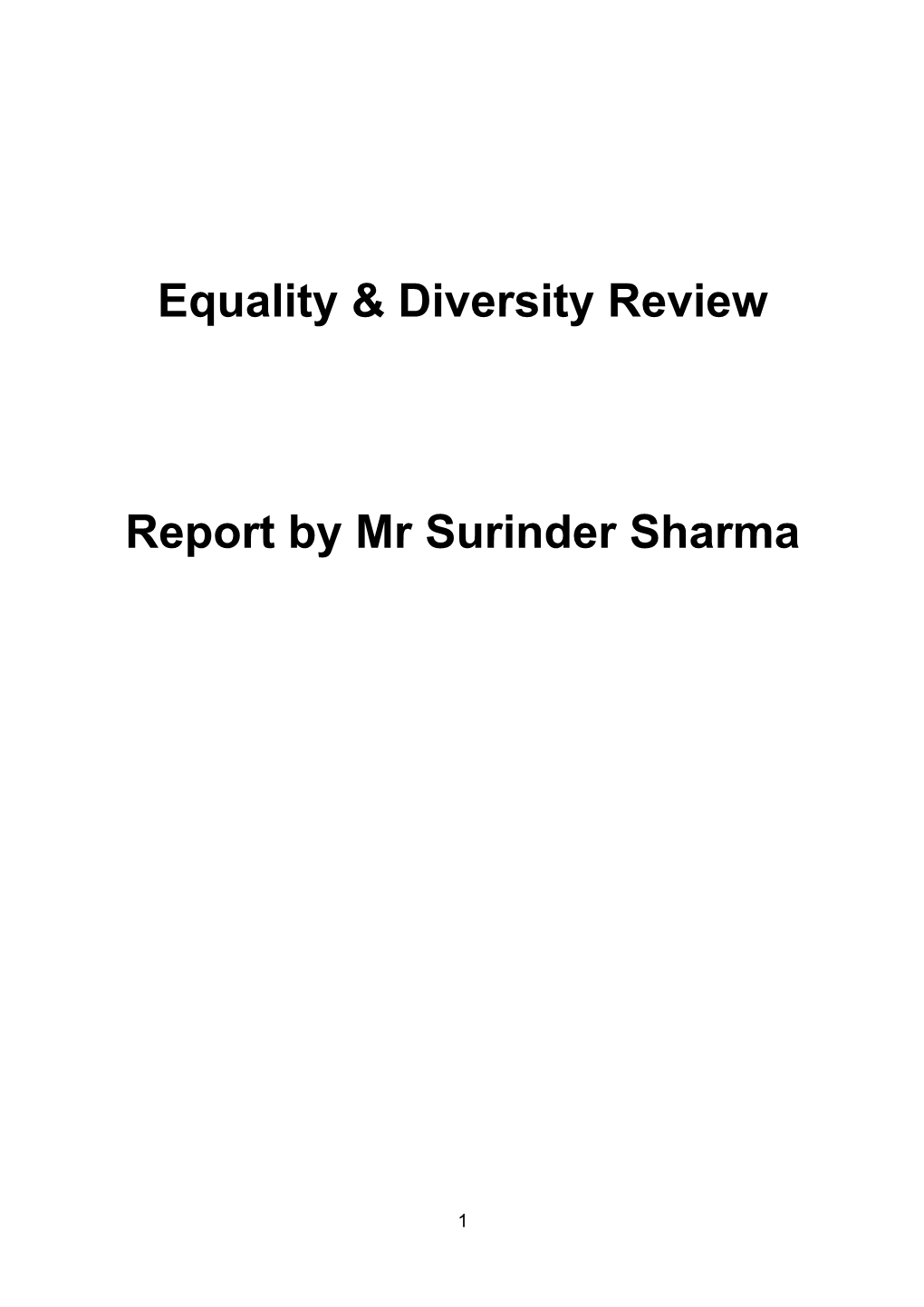 Equality & Diversity Review